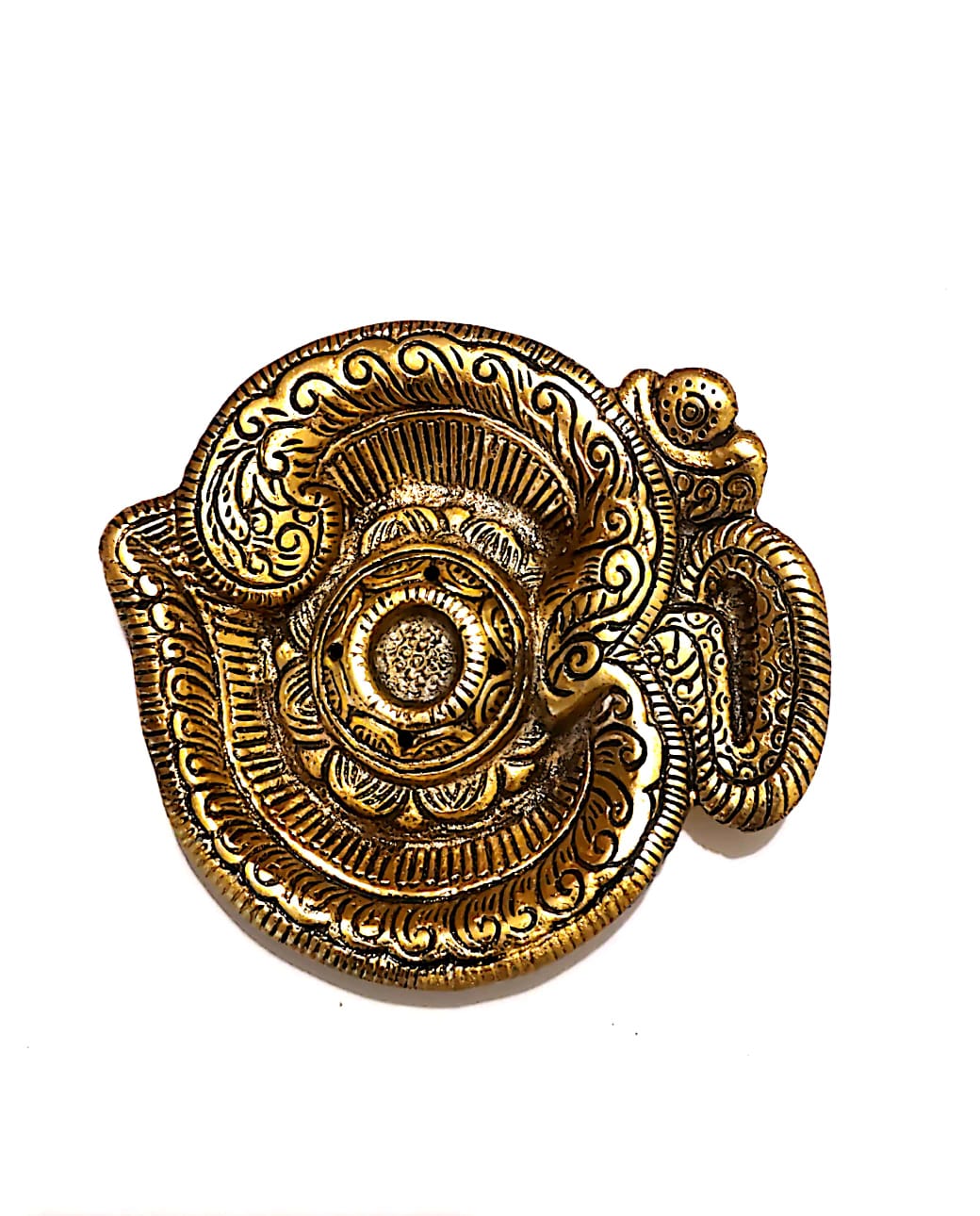 Antique Brass Incense Burner – Handcrafted Dhokra Spiral Design