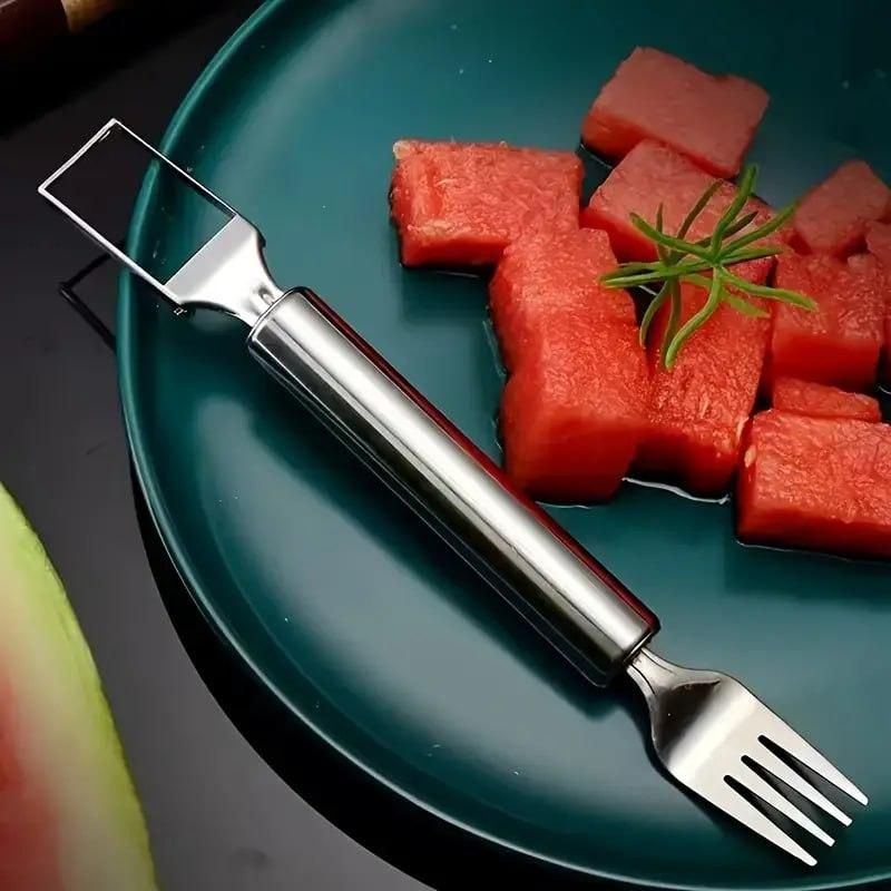 Watermelon Fork Cutter Slicer Tool 2-in-1 Stainless Steel Fruit Cutter (Pack of 2)