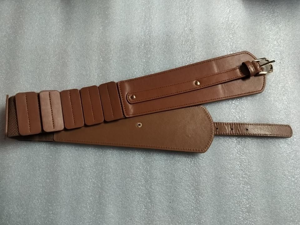 Women's Vintage Buckle Leather Wide Pin Buckle Elastic Waist Belt