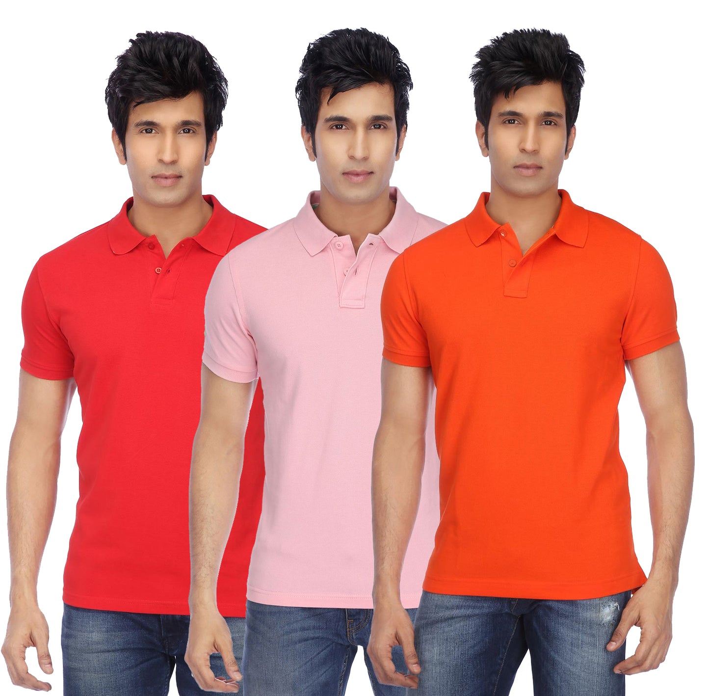 Poly Cotton Solid Half Sleeves Mens Polo T-shirt (Pack of 3)