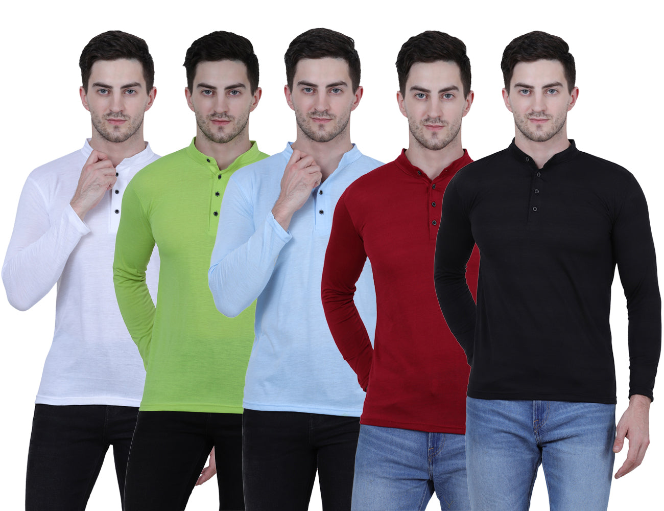 Cotton Blend Full Sleeves Trendy Tshirt For Men's (Pack of 5)