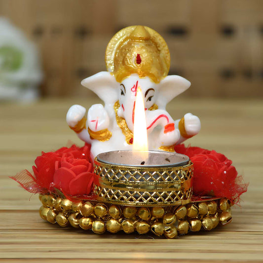 Lord Ganesha Idol on Decorative Plate