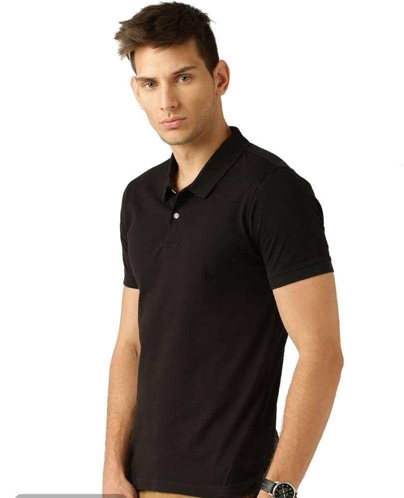 Cotton Blend Solid Half Sleeves Mens Polo Neck T-Shirt (Pack of 2)