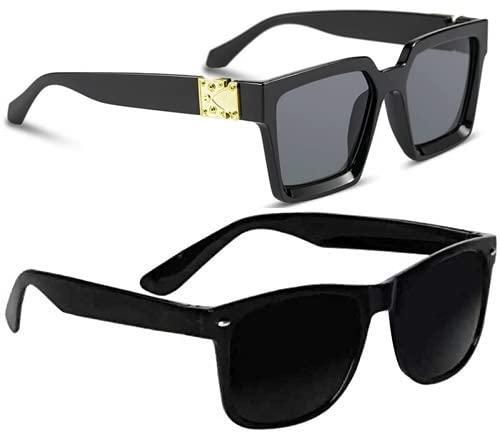 Combo of Balck and Square Black Sunglass Golden Touch