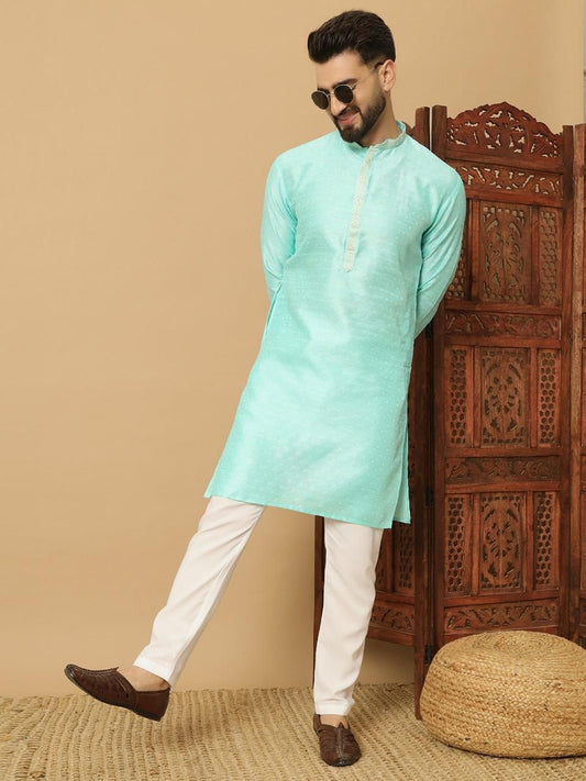 Men's Jacquard Solid Kurta Pyajama Set