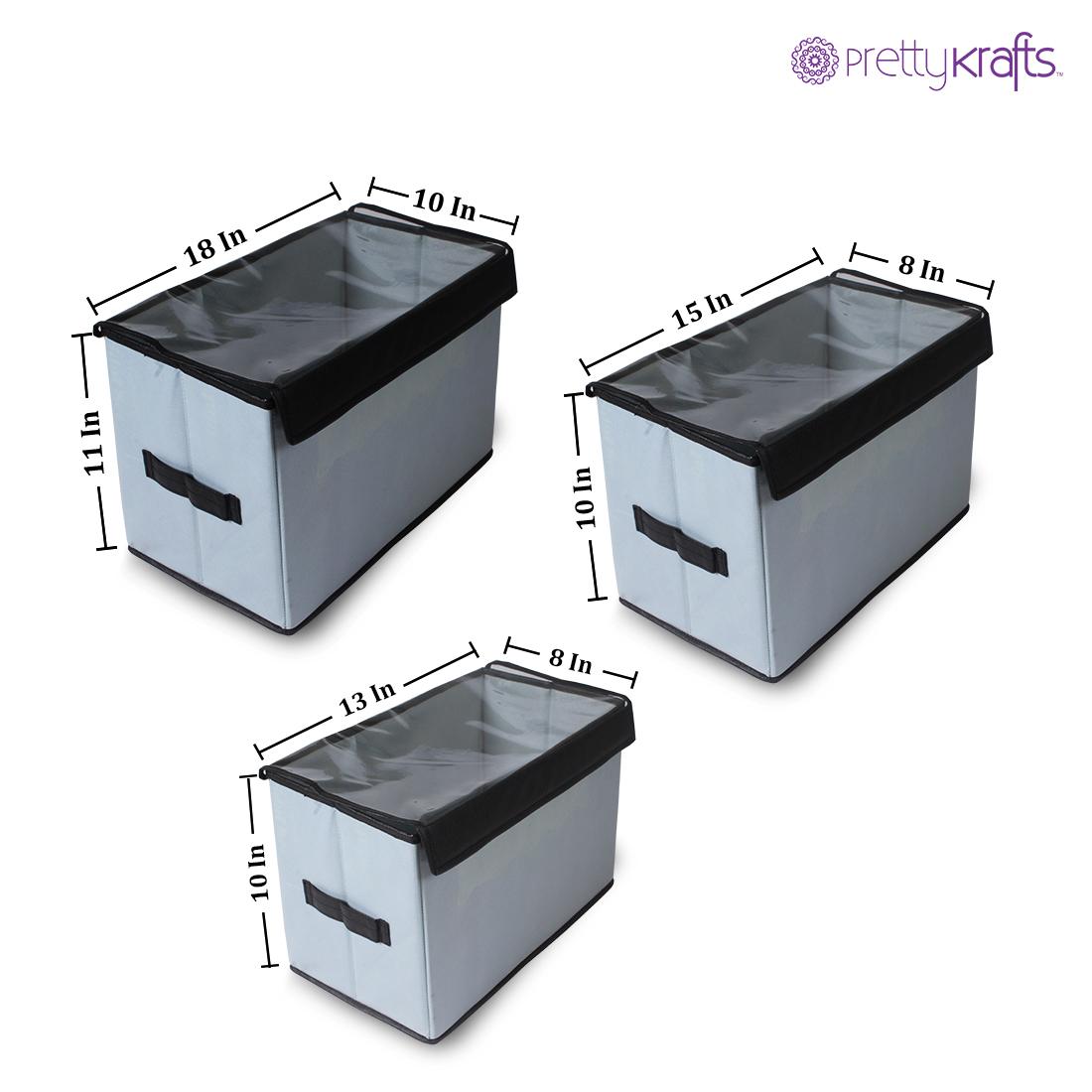 Organizer- Multi-Purpose Collapsible Storage Organizer with Transparent Lid(Set of 3)