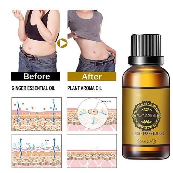 Belly Drainage Ginger Oil, Lymphatic Drainage Ginger Oil, Slimming Tummy Ginger Oil, Ginger Essential Oil for Swelling and Pain Relief, Care for Skin (10ML) - Pack of 2