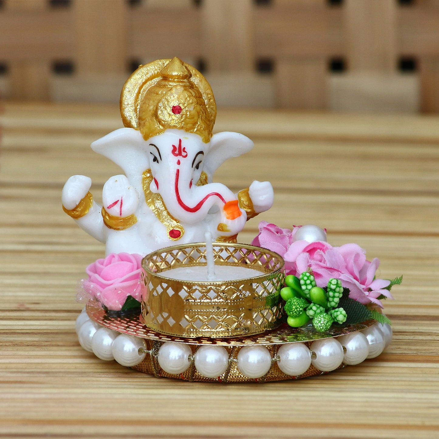 Lord Ganesha Idol on Decorative Plate