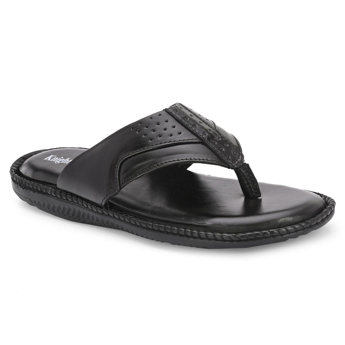 Men's Black Leather Slippers