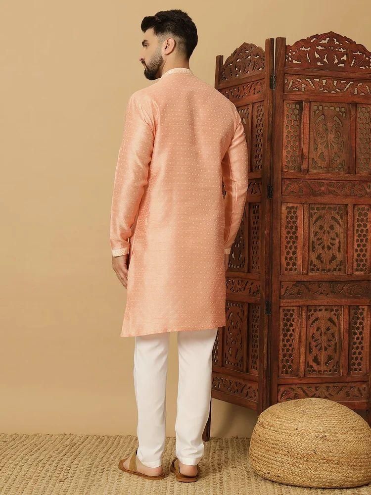 Men's Jacquard Solid Kurta Pyajama Set