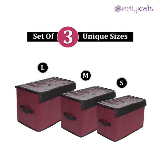 Organizer- Multi-Purpose Collapsible Storage Organizer with Transparent Lid(Set of 3)