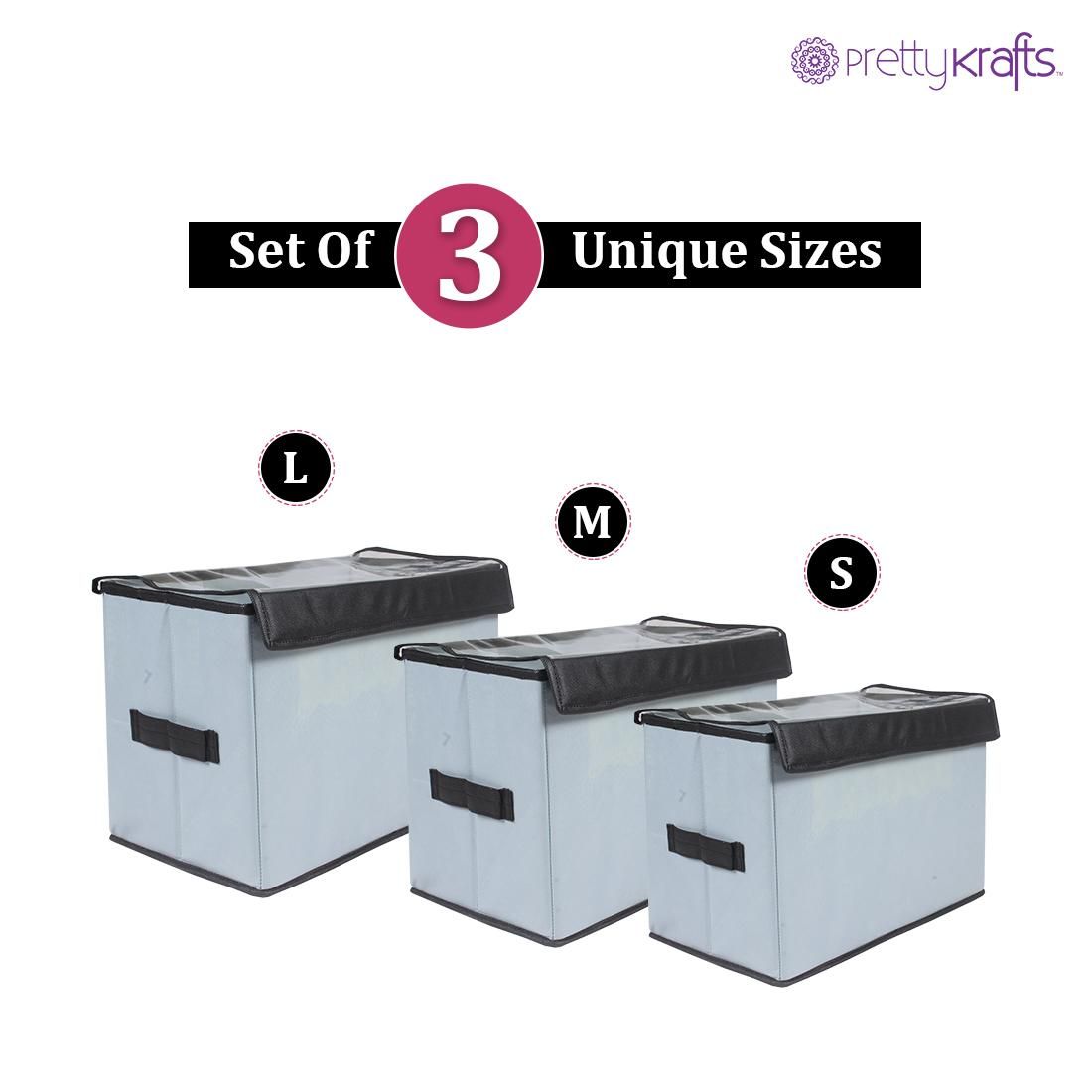 Organizer- Multi-Purpose Collapsible Storage Organizer with Transparent Lid(Set of 3)