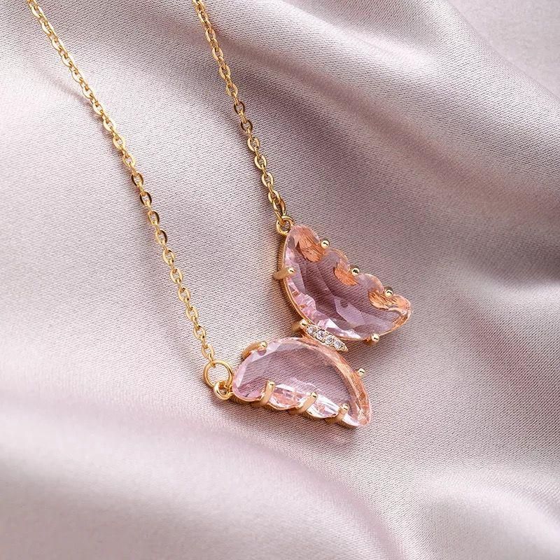 Pink Butterfly Necklace For Women and Girls