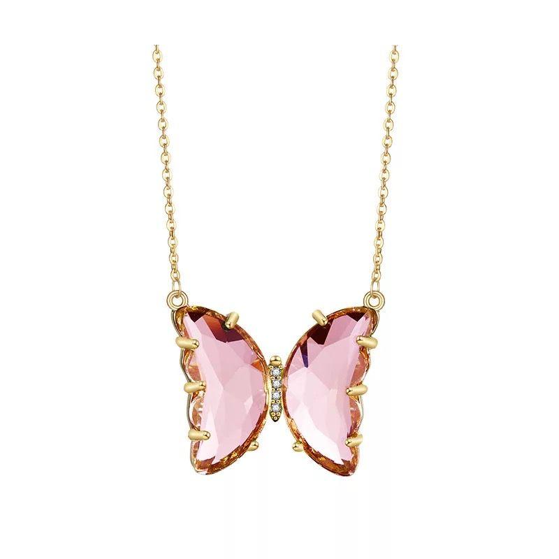 Pink Butterfly Necklace For Women and Girls