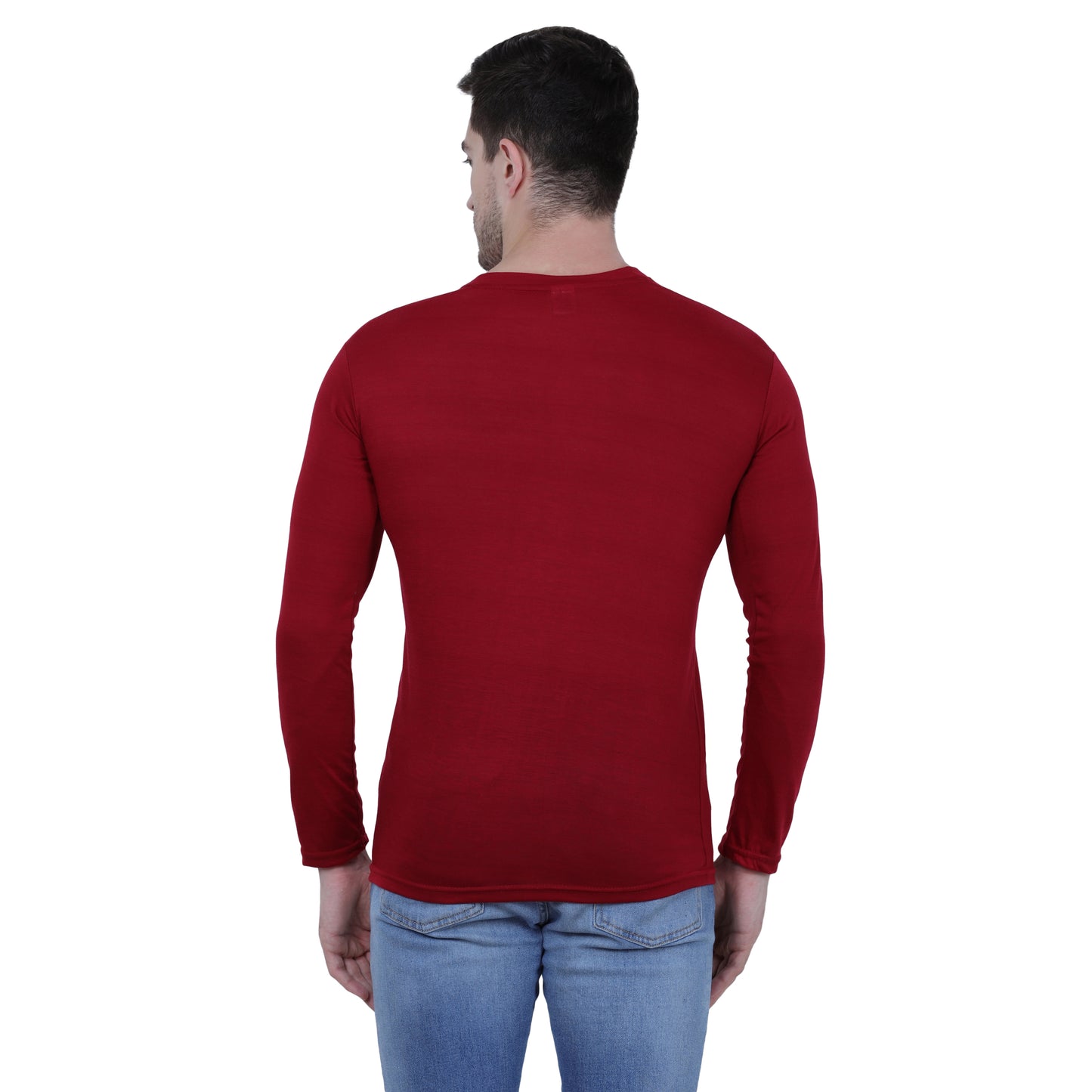 Cotton Solid Round Neck Full Sleeves Tshirt For Men's (Pack of 2)