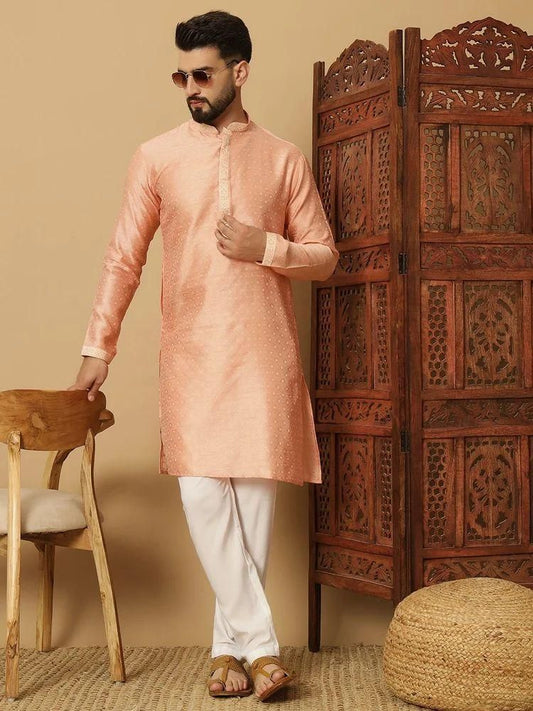 Men's Jacquard Solid Kurta Pyajama Set