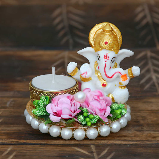 Lord Ganesha Idol on Decorative Plate