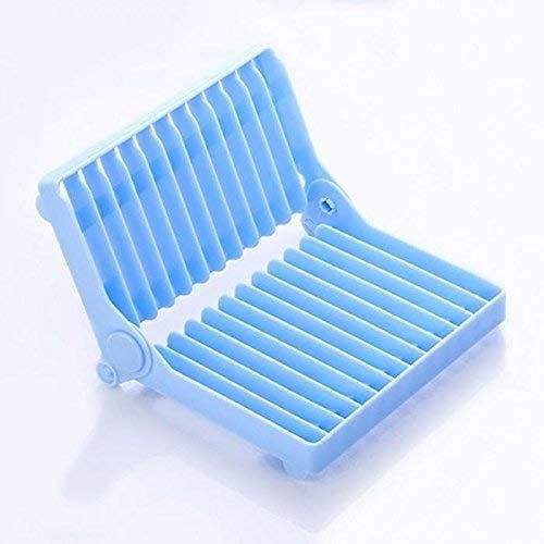 Folding Plastic Kitchen Dish Rack Stand for Kitchen Dinner Plate Holder, Multi Color- 1 Piece