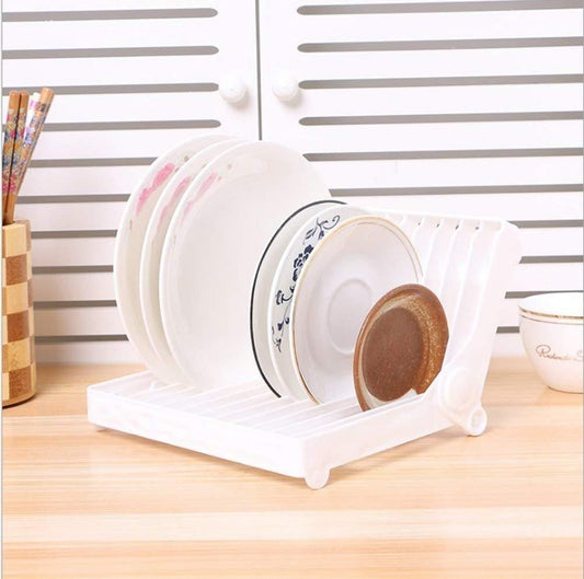Folding Plastic Kitchen Dish Rack Stand for Kitchen Dinner Plate Holder, Multi Color- 1 Piece