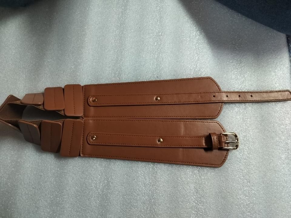 Women's Vintage Buckle Leather Wide Pin Buckle Elastic Waist Belt