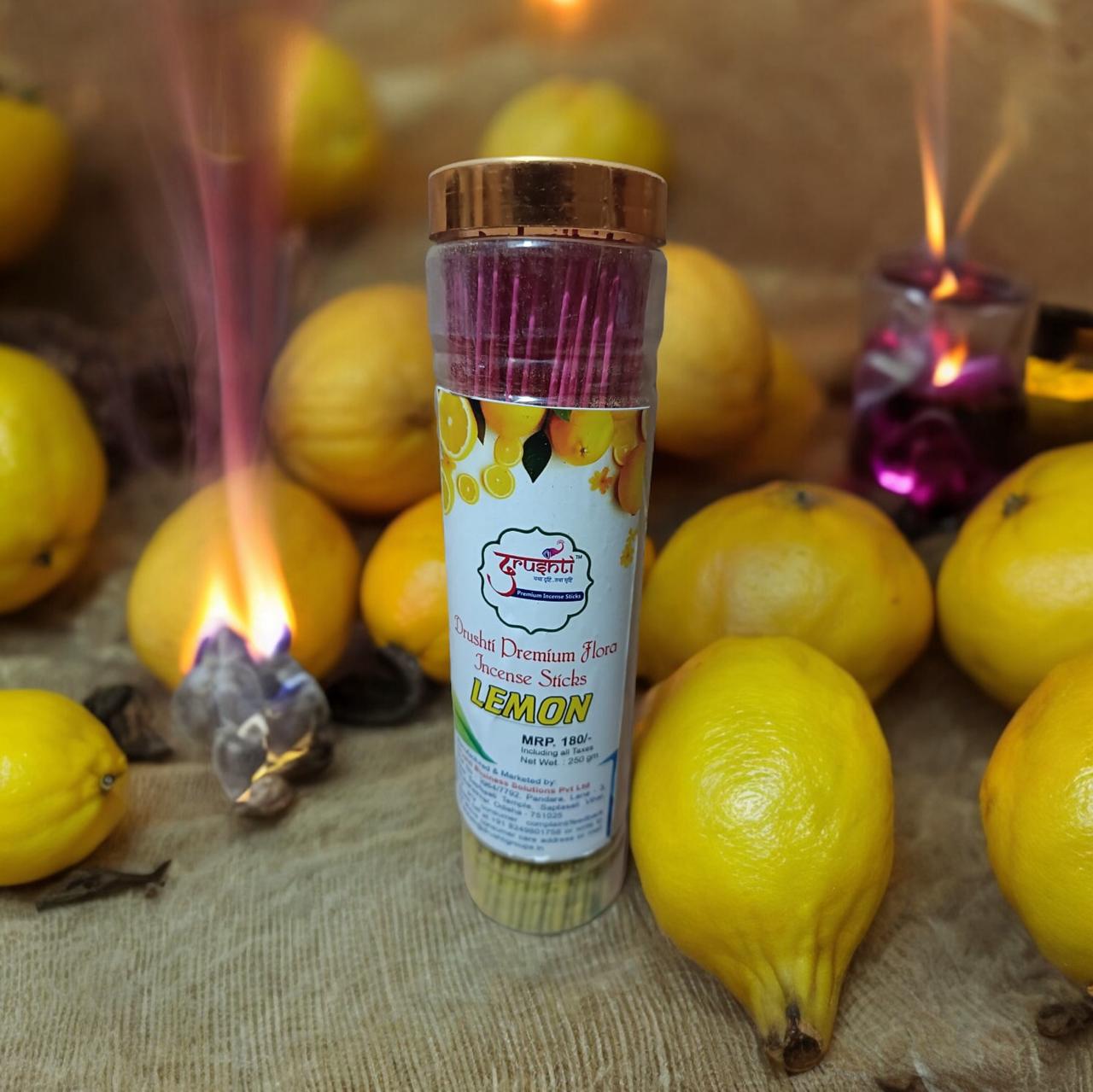 Lemon Flora Incense Sticks by Drushti (108 sticks)