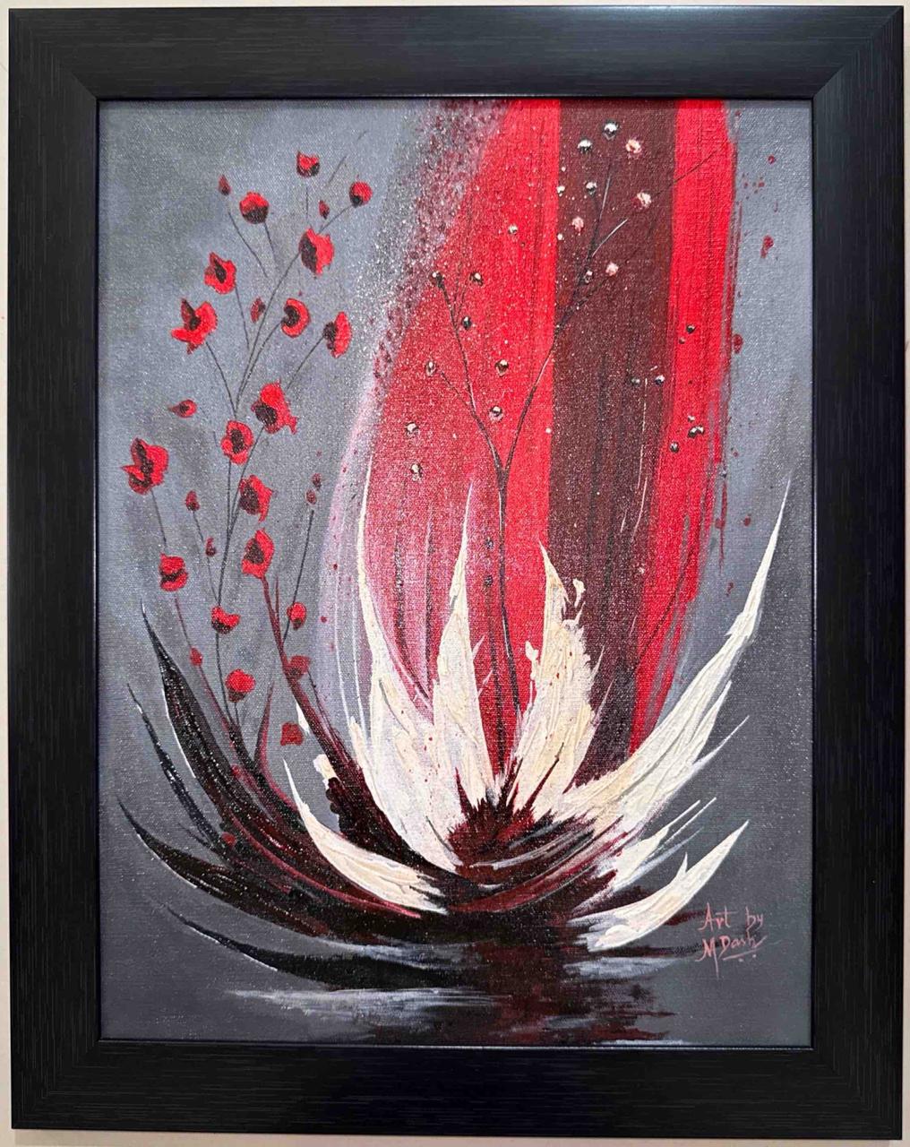 "Floral Flame" – Acrylic Canvas Painting