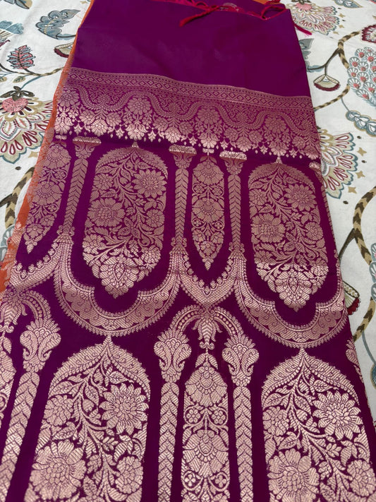 Drushti Royal Wine Purple Banarasi-Style Zari Work Designer Saree with Tasselled Pallu