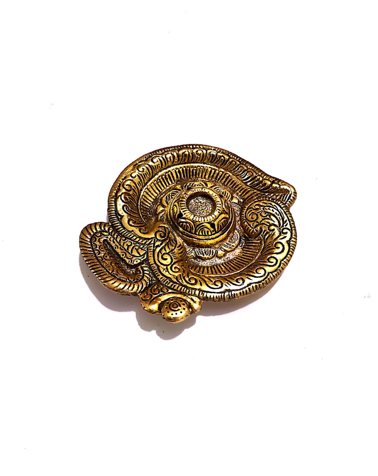 Antique Brass Incense Burner – Handcrafted Dhokra Spiral Design