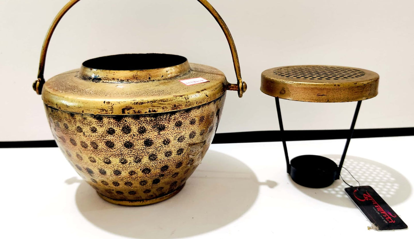 Antique Gold Metal Incense Burner & Tealight Holder