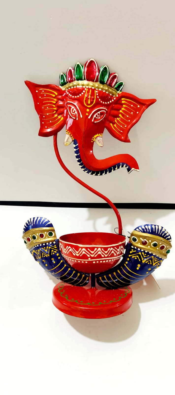 Vibrant Hand-Painted Ganesha T-Light Holder