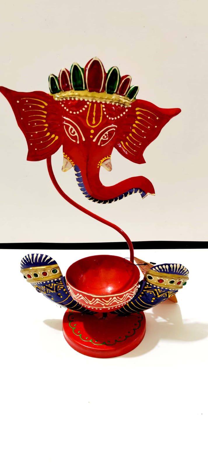 Vibrant Hand-Painted Ganesha T-Light Holder